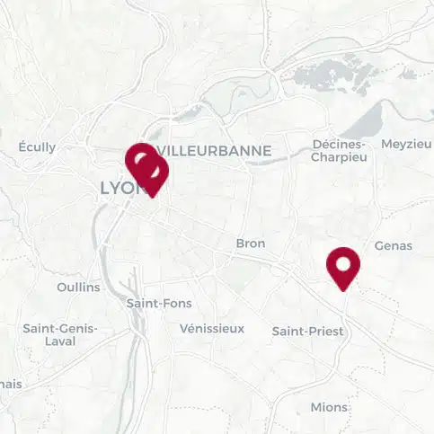 carte des magasins la literie idéale en région lyonnaise