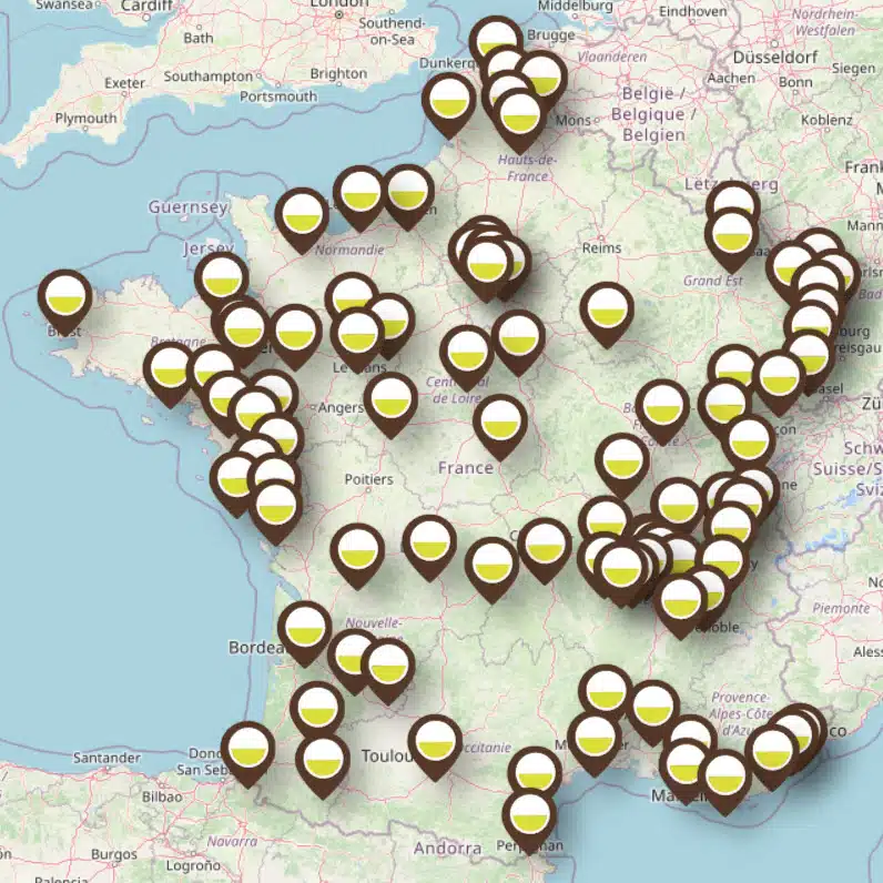 carte du réseau France Literie