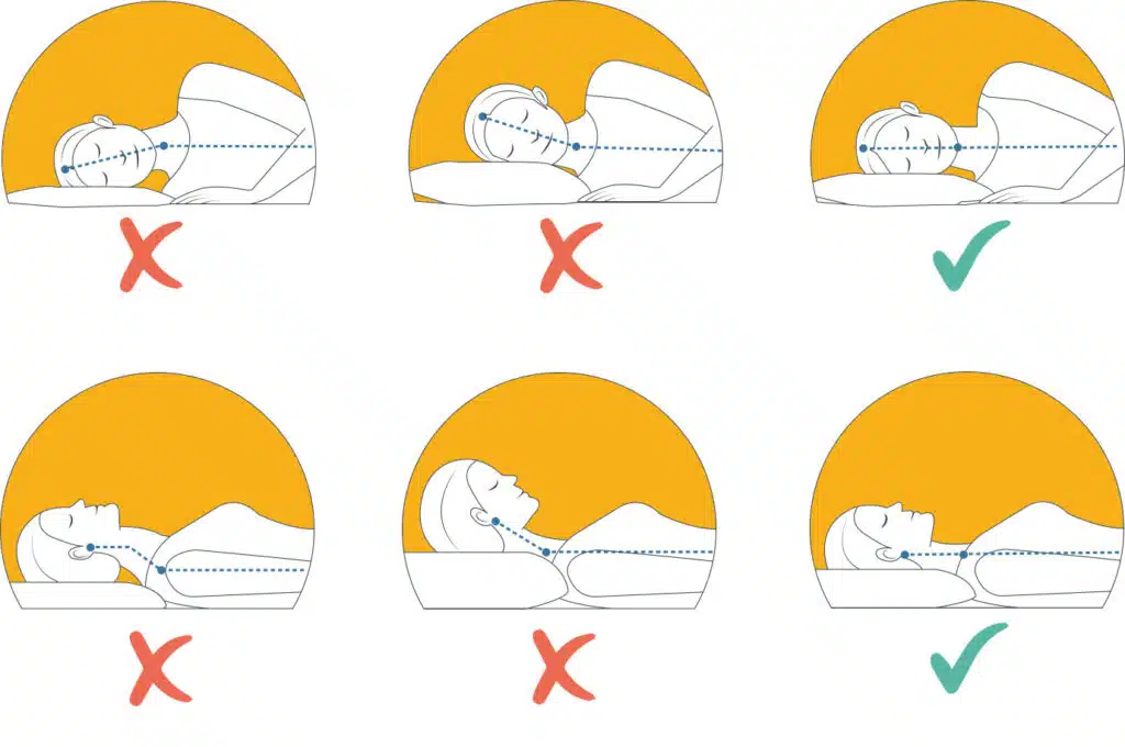 la position de la nuqye selon que l'on dort sur le dos ou sur le côté