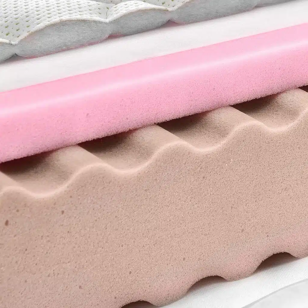 des couches de mousse de literie en gros plan
