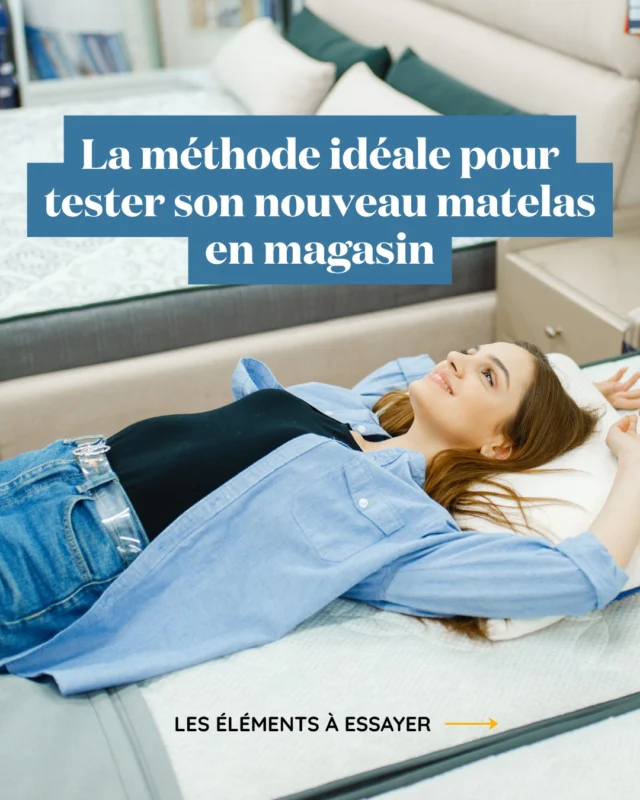 Peu d'objets du quotidien peuvent se vanter d'être aussi agréable à essayer qu'un nouveau matelas... donc autant en profiter&nbsp;!Si vous êtes déjà expert dans l'art de bien vous étaler dans votre lit, vous allez adorer les conseils du dernier épisode de notre série pour bien préparer votre visite en magasin💡Après avoir défini vos besoins, puis choisi la bonne enseigne… il est temps de passer à l’étape la plus décisive 👇Essayer votre nouvelle literie (et le faire bien&nbsp;!)Car non, s’asseoir quelques secondes ou appuyer sur un matelas avec la main ne suffit pas. Un bon matelas ne se devine pas, il se ressent.Prendre le temps de s’allonger, comparer, écouter ses sensations… c’est éviter des années d’inconfort, de mauvaises nuits et de réveils difficiles 😴À l’heure où tout pousse à acheter vite et de façon standardisée, défendre votre sommeil commence par reprendre le contrôle de votre choix&nbsp;!✊#parlonsliterie #expertliterie #coachliterie #sommeil #guideconso