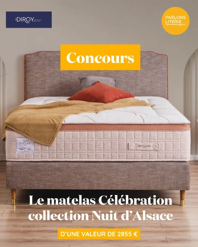 - CONCOURS -Puisqu'un bon sommeil commence par une literie conçue avec exigence, savoir-faire et des matériaux de qualité, nous nous associons à Diroy pour vous faire gagner le superbe matelas Célébration de leur collection Nuit d’Alsace 🇫🇷Un modèle 100% made In France pensé pour vous offrir&nbsp;:
👉 un soutien précis grâce aux ressorts ensachés Interactive Nesteed
👉 un accueil enveloppant avec mousse à mémoire de forme Intis Soja
👉 une excellente indépendance de couchage pour ceux qui dorment à deux
👉 un confort qui ne s'estompe pas au fil de nuitsPour tenter votre chance de remporter ce modèle d'une valeur de 2855€&nbsp;:➡️ Abonnez-vous à @parlonsliterie et @diroysas
➡️ Likez ce post
➡️ Identifiez en commentaire 2 amis qui auraient besoin d'un sommeil davantage réparateur grâce à un matelas d'exception.
📅 Tirage au sort du gagnant le lundi 22 juin à 12hBonne chance à tous 🍀Ce concours n’est ni organisé ni sponsorisé par Instagram#parlonsliterie #diroy #madeinfrance #sommeil