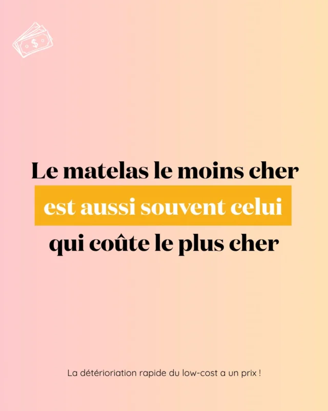 Le matelas "le moins cher" est-il vraiment le moins cher&nbsp;? 💸
Évidemment, on a toujours tendance à associer un petit prix à une bonne affaire. Mais si, quelques années plus tard, il faut déjà remplacer votre matelas bas de gamme car il s'est usé très rapidement, que vaut réellement l’économie réalisée au moment de l’achat&nbsp;? 🤔
En effet, le prix affiché n’est pas toujours le coût réel👇
➡️ Un matelas qui perd rapidement ses qualités peut ne plus offrir le confort et le soutien dont vous avez besoin. Et quand la literie n’est plus adaptée, il faut parfois envisager de la remplacer (beaucoup) plus tôt que prévu 🛏️
➡️ Acheter moins cher est donc synonyme de renouveler sa literie plus vite. Sur la durée, cela peut donc revenir plus cher qu’un produit choisi pour sa qualité, sa durabilité et son adéquation à vos besoins 🤝
➡️ Puisque nous passons une grande partie de notre vie au lit, votre sommeil ne peut pas être une dépense comme une autre. Une literie adaptée à votre morphologie, à votre position de sommeil et à vos sensations contribue à votre confort nuit après nuit. Alors, pourquoi faire de son prix le seul critère de choix&nbsp;?
Et il y a aussi ce que l’on ne voit pas sur l’étiquette&nbsp;! Chaque renouvellement supplémentaire, c’est aussi davantage de matières produites, transportées et un impact environnemental plus conséquent ♻️
Chez Parlons Literie, nous préférons donc regarder la valeur d’une literie dans le temps, plutôt que simplement son prix au moment de passer en caisse.
👉 Avant, alors de vous laisser séduire par une promotion, posez-vous cette question&nbsp;: "combien me coûtera vraiment ce matelas sur la durée&nbsp;?"
#parlonsliterie #mieuxdormir #sommeil #coachliterie #literie